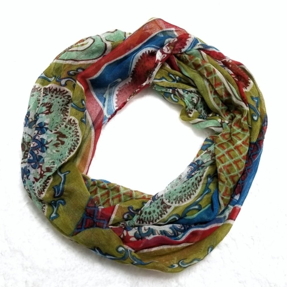 Colorful lightweight bohemian infinity scarf